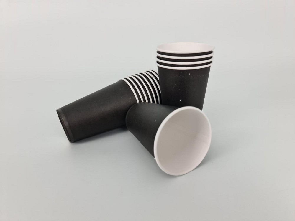 Склянки паперові одноразові 340 мл Чорний/Білий (50 шт.) Харків - фото 4