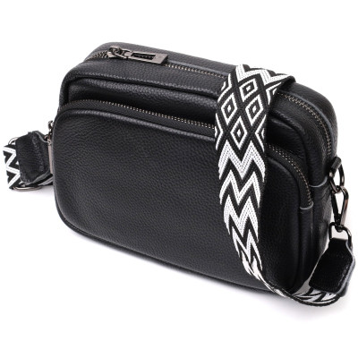 Сумка Vintage Компактная женская кросс-боди из натуральной кожи Черная (22294) Винница - изображение 1