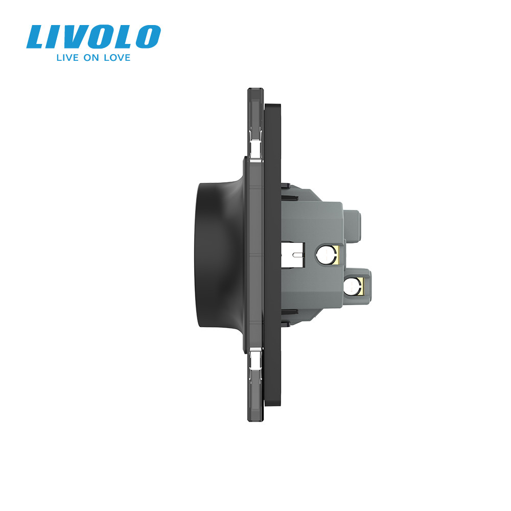 Подвійна електрична розетка в один підрозетник з заземленням LIVOLO, чорна, скляна рамка, 250В 16А (VL-C7CTF16A.TF16A-BP) Коломыя - изображение 7