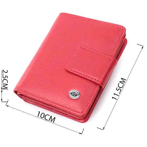 Яскравий жіночий гаманець з монетницею та блоком для пропусків із натуральної шкіри ST Leather 22714 Червоний Київ