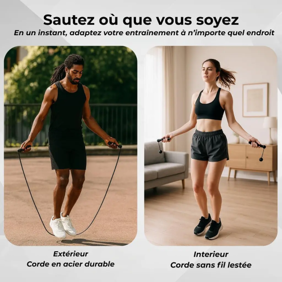 Умная скакалка PROWERS Smart Rope, беспроводная со счётчиком прыжков и калорий, Bluetooth, 3 режима тренировки, чёрная Киев