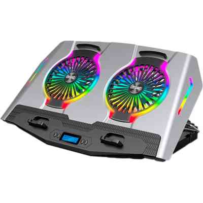 Подставка для ноутбука IceCoorel 10-18", 2*125mm 1400 RPM, 2*USB, + LCD display, 461x298x52mm, Silver (N9S) Винница