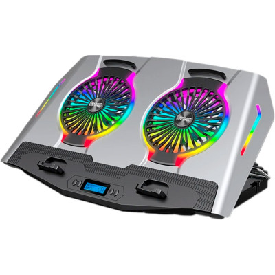 Підставка до ноутбука IceCoorel 10-18&quot;, 2*125mm 1400 RPM, 2*USB, + LCD display, 461x298x52mm, Silver (N9S) Вінниця - фото 1