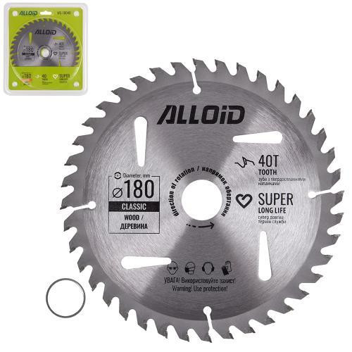 Диск пиляльний по дереву з твердосплавними напайками 180х25,4/22,2мм, 40 зубів Alloid Одеса - фото 1