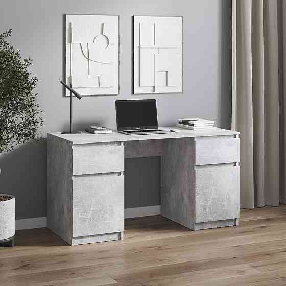 Компьютерный стол VAYS, письменный стол с двумя тумбами, c ящиками без ручек R-34 Бетон Львов