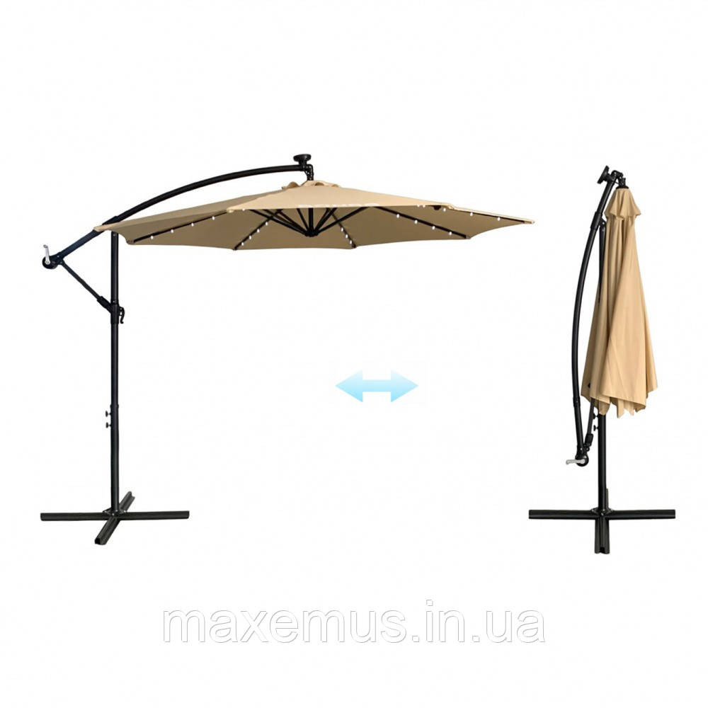 Зонт садовый с LED подсветкой на солнечной батарее Bonro B-7012LP 3 м Бежевый (+ чехол) Мостиська - фото 14