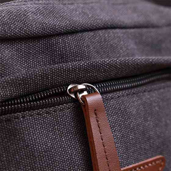 Стильна барсетка для чоловіків на два відділення з якісного текстилю Чорний (Vintage) Київ