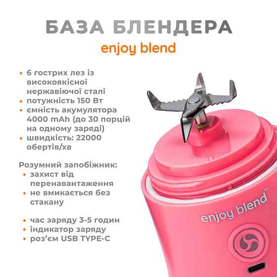 Портативний блендер Enjoy Blend рожевий Львів