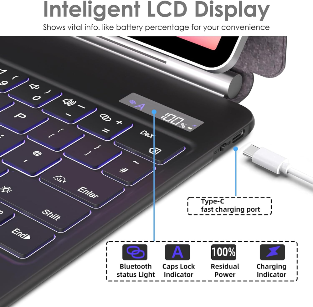 Чехол-клавиатура TECHGEAR для Samsung Galaxy Tab S10+/S9+/S9 FE+/S8+/S7+/S7 FE 12.4