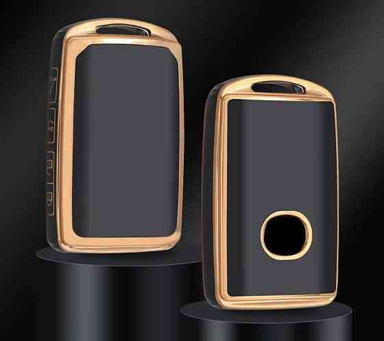 Захисний чохол для автомобільного ключ Mazda на 4 кнопки Чорний із золотистим Сміла