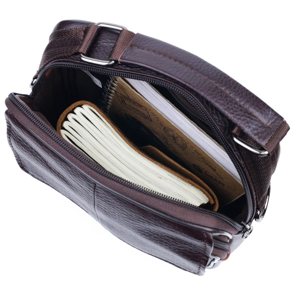 Якісний чоловічий месенджер з натуральної шкіри Vintage 21304 Коричневий Київ - фото 7