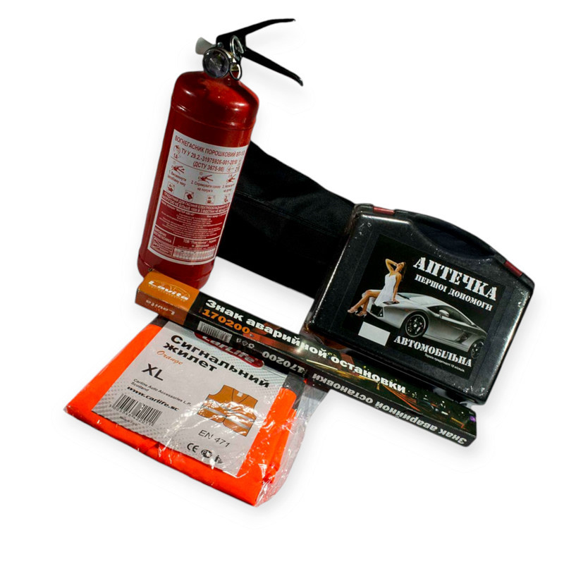 Набор автомобил. 5пр./сумка/аптечка/знак/огнет/жилет Мукачево - изображение 1