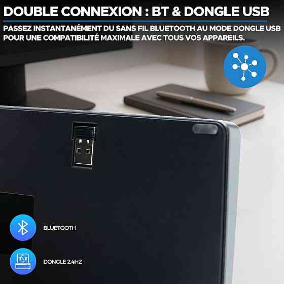 Беспроводная миниклавиатура Bluetooth 2,4 ГГц приемник тихая компактная 14 мультимедийных клавиш USB-C AZERTY Киев