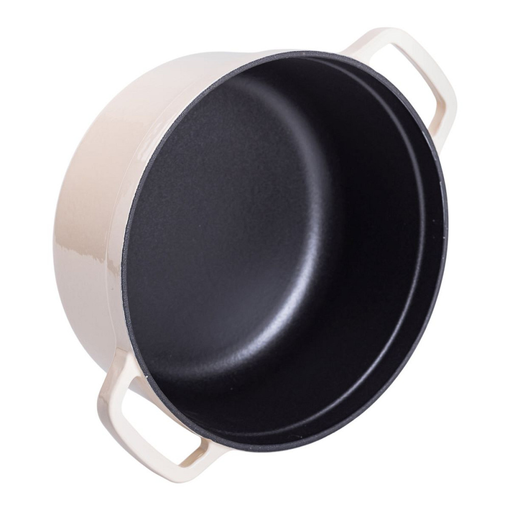 Каструля чавунна емальована 3 л з кришкою Ø24 см Бежева HP-1-3BE Коломыя - изображение 4