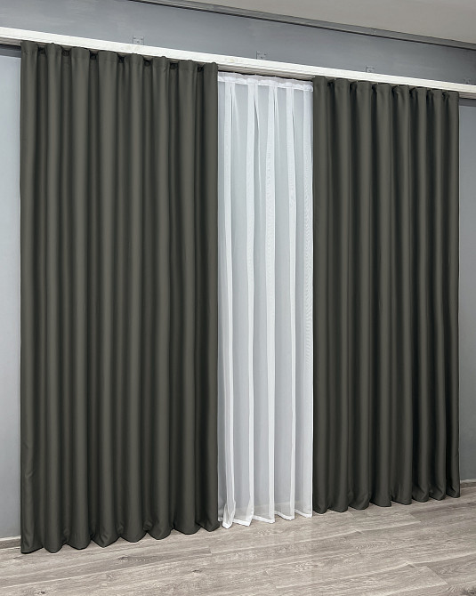 Комплект готових штор VR-Textil Блекаут Midnight № 1400ш Темно-сірий 125х290 см 2 шт (39-0070) Київ - фото 4