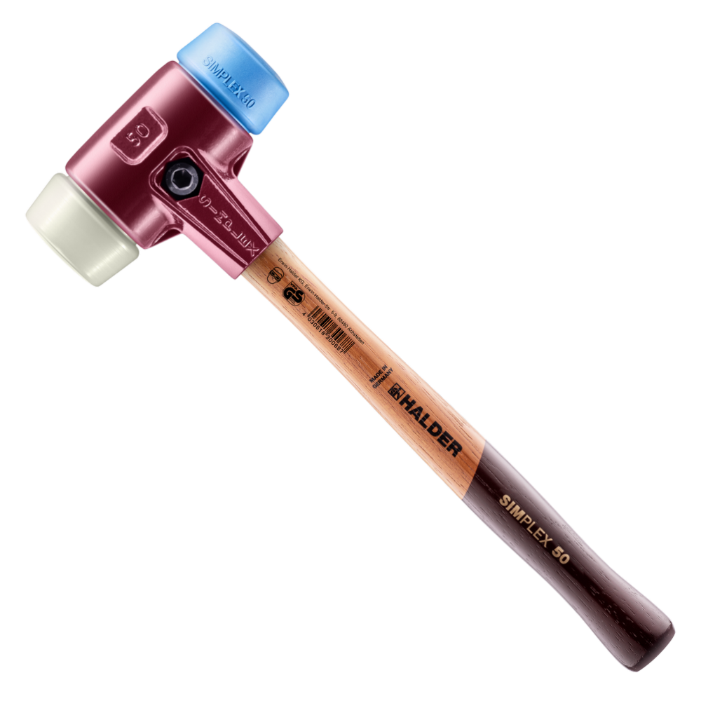 Молоток HALDER Simplex 3018 насадки із синього поліуретану, білого нейлону Одеса - фото 1