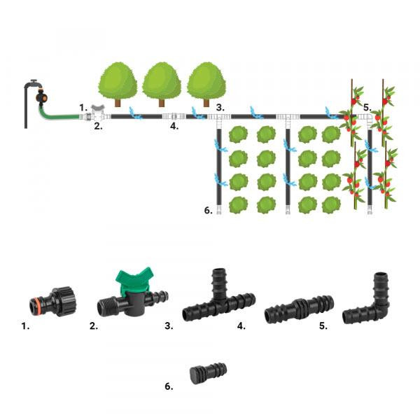 Набір аксесуарів для крапельного поливу,16мм, 42 шт., DSWA20-SET3 Київ - фото 3