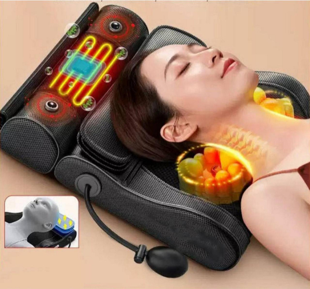 Подушка массажная роликовая Faercon F1-40 для шеи с подогревом и помпой (Черный) Винница - изображение 11