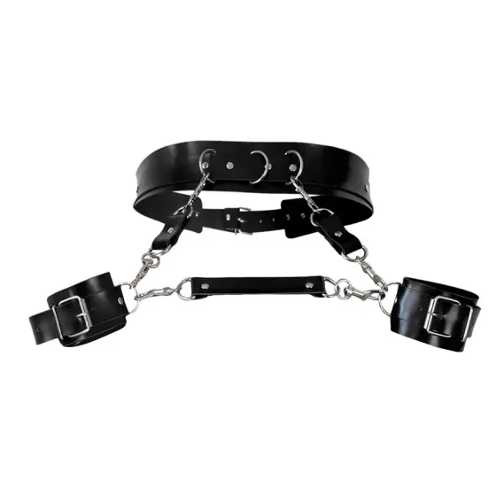 Шкіряний пояс із наручниками Art of Sex - Kasta, Чорний XS-M Львів