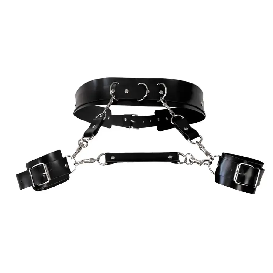 Шкіряний пояс із наручниками Art of Sex - Kasta, Чорний XS-M Львов - изображение 1