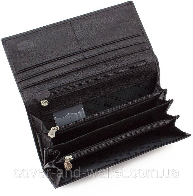 Женский кожаный кошелек на магнитной фиксации пудрового цвета Marco Coverna Черный Киев - изображение 4