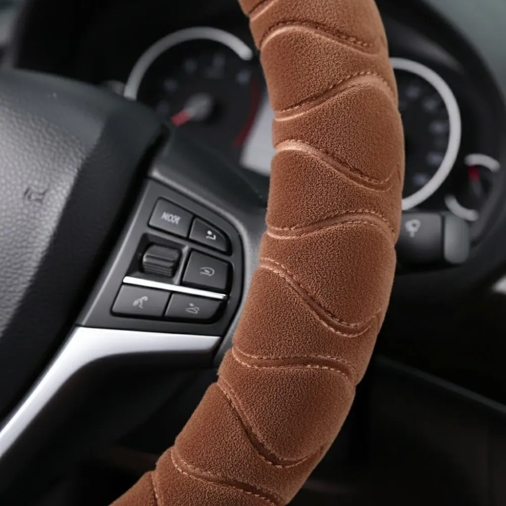 Плюшевая оплётка для руля 37 см чёрно-коричневая Киев - изображение 3
