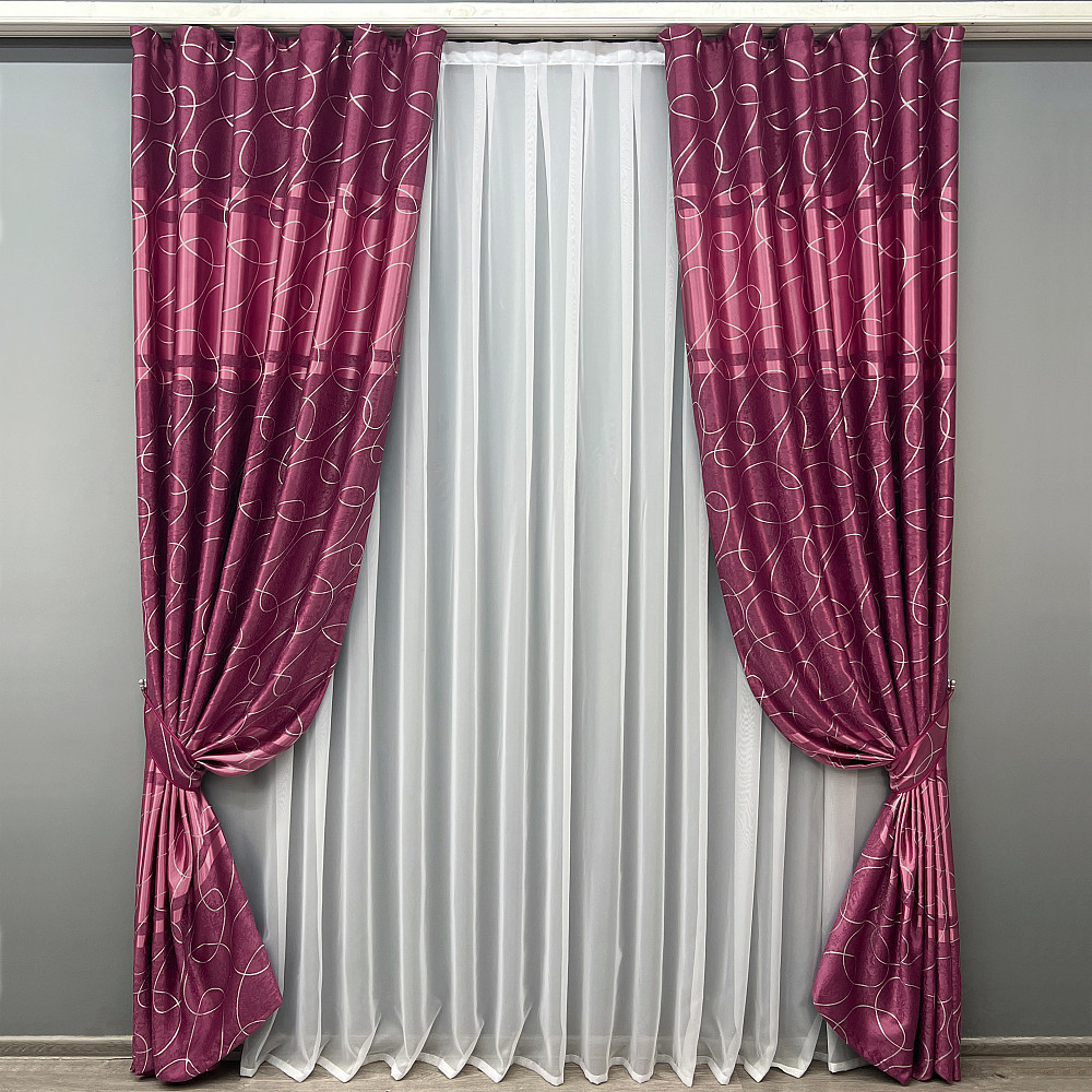 Комплект готовых штор VR-Textil Софт Лиана № 1920ш Малиновый 150х270 см 2 шт (33-0977) Киев - изображение 2