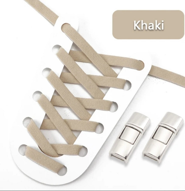 Еластичні шнурки без зав'язок з металевими застібками Хакі 5 мм Сміла - фото 1