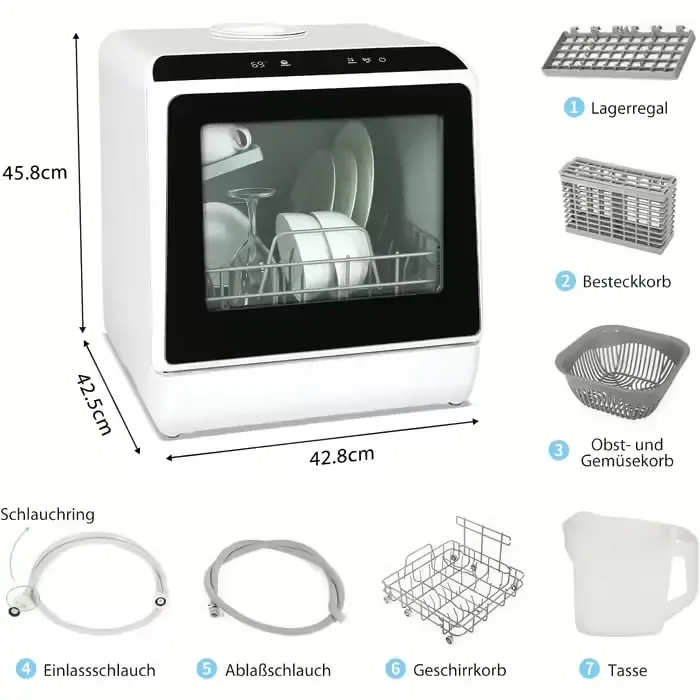 Портативная посудомоечная машина с двойным водоснабжением,горячей сушкой воздуха, УФ-стерилизацией,сенсорным управлением, 3 программы ,5 литров Коломыя - изображение 8