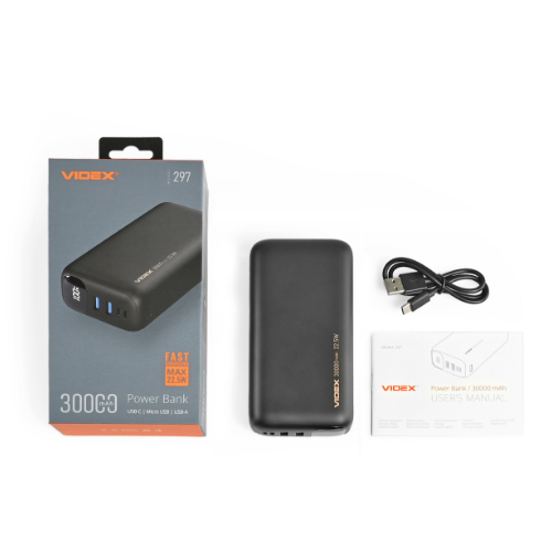 Павербанк 30000mAh Videx VPB-297-B 22,5W чорний Житомир - фото 7