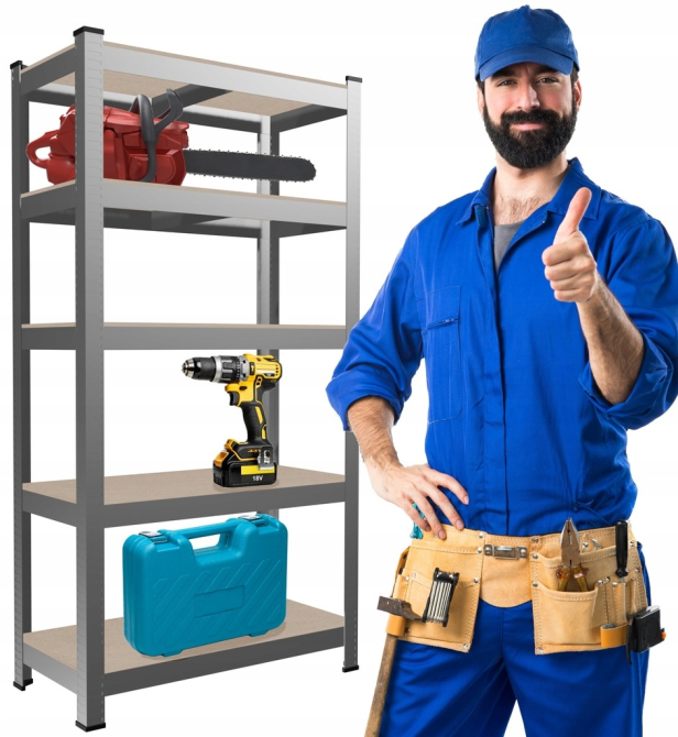 Набор из 2-х металлических стеллажей (180 x 90 x 30 см) 5 полок, нагрузка - 175 кг на полку, Серый Киев - изображение 4