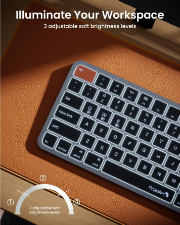 Беспроводная Bluetooth клавиатура ProtoArc K90-A для Mac/iPad: подсветка, металлический корпус, Multi-device, Space Gray Киев