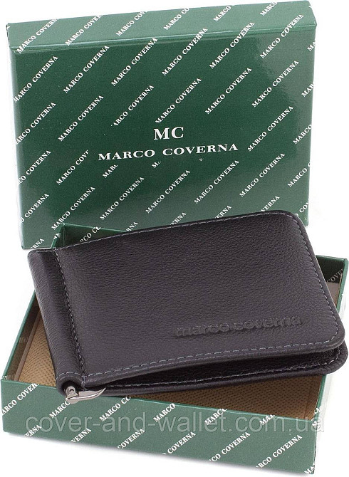 Тонкий шкіряний затискач для грошей на магнітах з монетницею Marco Coverna 22-124 1 Київ - фото 8