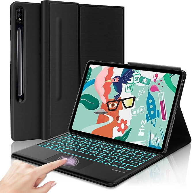 Магнитный чехол-книга с клавиатурой для Samsung Galaxy Tab S7 FE/S7+/S8+ 12.4