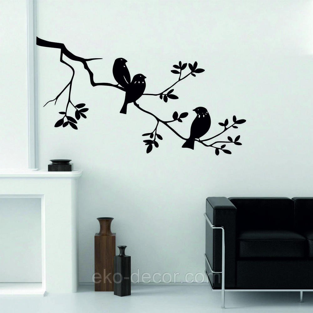 Декоративное настенное Панно «Птички на ветке», Декор на стену 70*39 см, Черный Киев - изображение 4