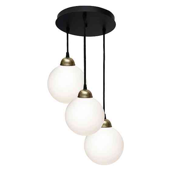 Светильник подвесной MSK Electric Luna на круглой основе с тремя плафонами шарами Е27 PL 2026-3R BK Одесса