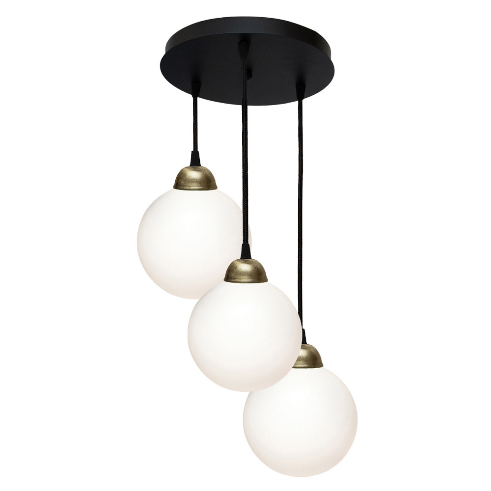 Светильник подвесной MSK Electric Luna на круглой основе с тремя плафонами шарами Е27 PL 2026-3R BK Одесса - изображение 2