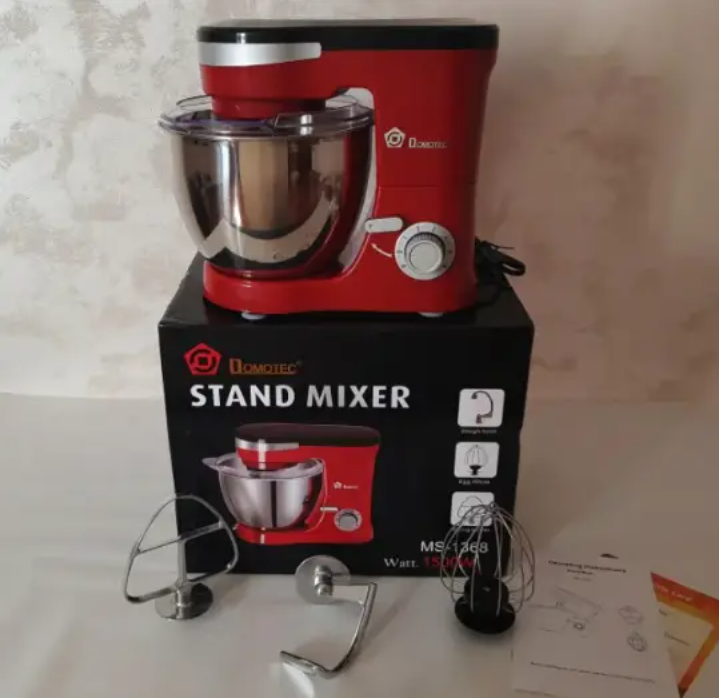 Міксер-тестоміс  Domotec MS-1368 з чашею 4 л 1500W Червоний 7041 пт Одеса - фото 8