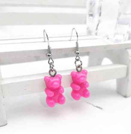 Детские сережки мишки малиновые, размер 1,6*1см, смола Киев