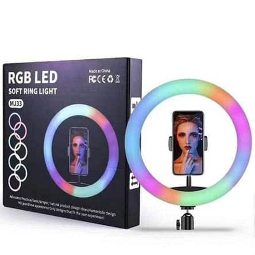 Кільцева світлодіодна LED лампа RGB MJ33, 33 см з тримачем для телефону + пульт Киев - изображение 2