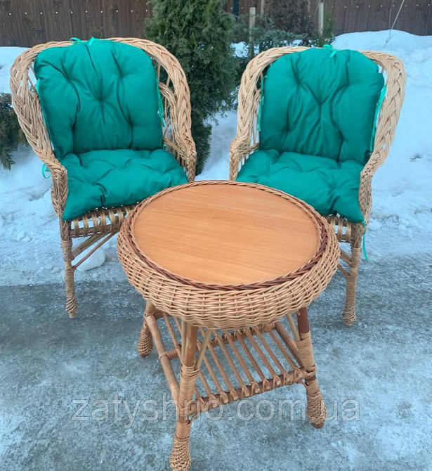 Набор плетеный из лозы с накидками, зеленый Киев - изображение 1