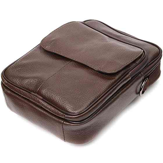 Стильний чоловічий месенджер з натуральної шкіри Vintage 21949 Коричневий Київ