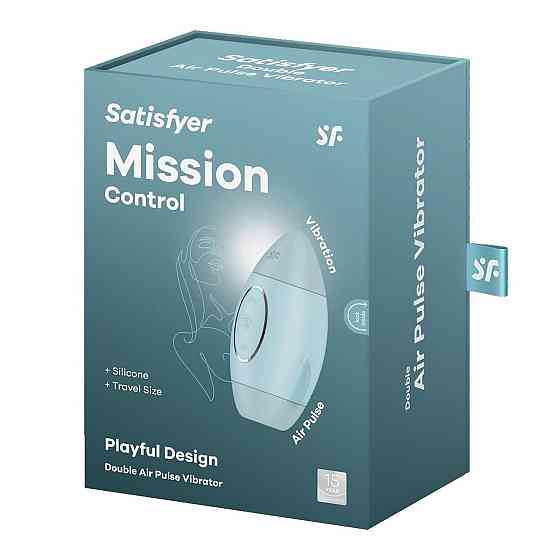 Вакуумний стимулятор з вібрацією Satisfyer Mission Control Blue, 2 незалежні мотори Sex Aura Київ