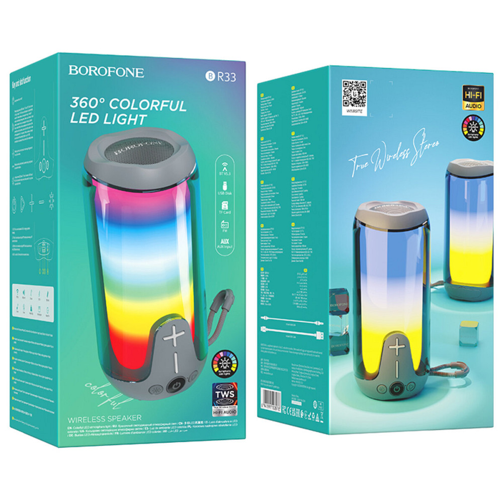 Портативна колонка BOROFONE BR33 Pulse color sports BT speaker Gray (6941991108976) Київ - фото 2