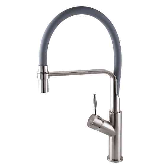 Змішувач для кухні Globus Lux DENVER Flex GDF-32-08-02 Сталь-Сірий Гофроїзлив, латунь Київ