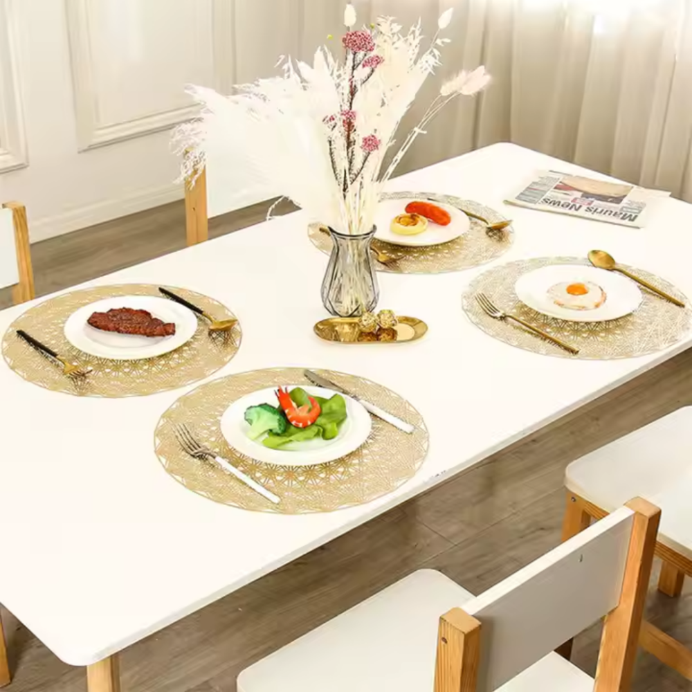 Сервировочная салфетка круглая под горячее, коврик сервировочный серебристый набор 2 шт Каменец-Подольский - изображение 4