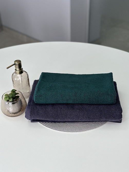 Комплект рушників Ideal Textile однотонних 50х90см, 70х140см 450 г/м2 графітовий, смарагдовий Чернівці - фото 1