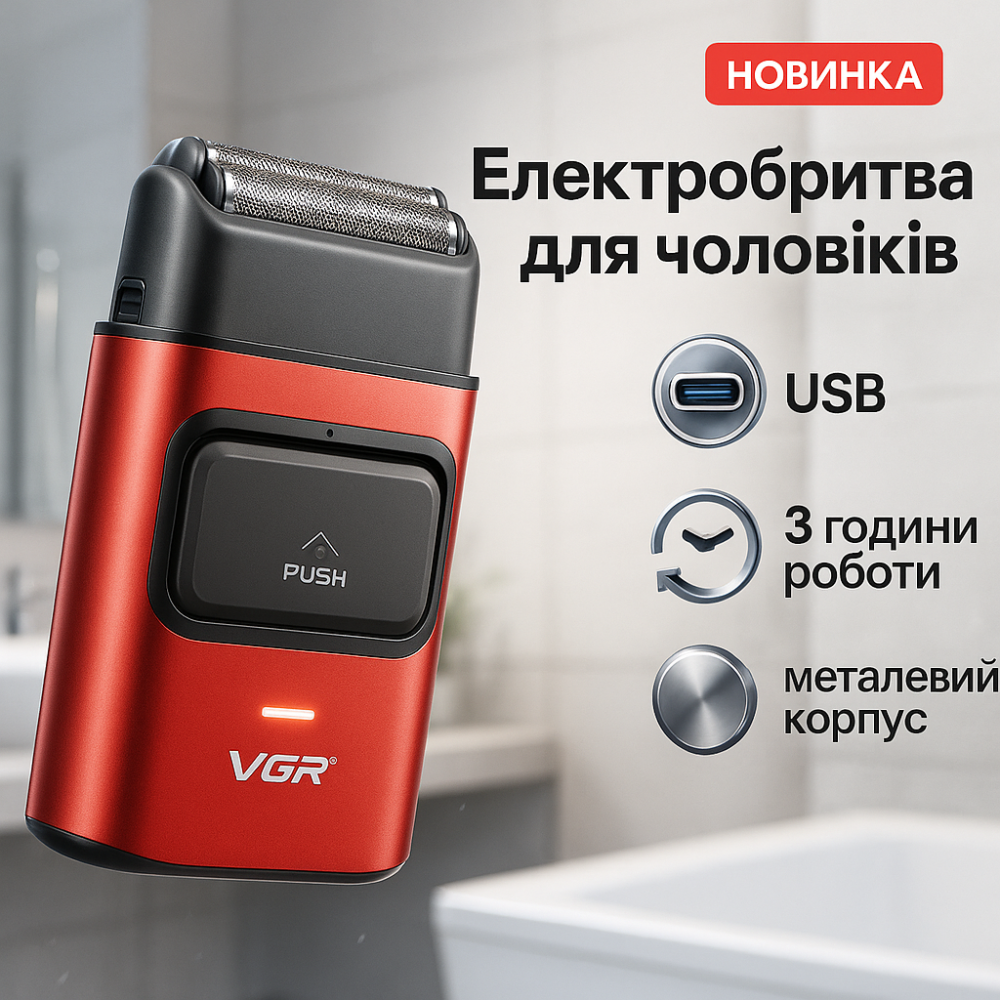 Бездротова електрична бритва для гоління, Бездротова електробритва для бороди, Бритви акумуляторні BP-68 Львів - фото 18