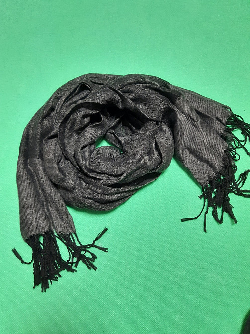 Шарф серый женский темный - размер шарфа приблизительно 160*60см, 100% полиэстер Киев - изображение 2