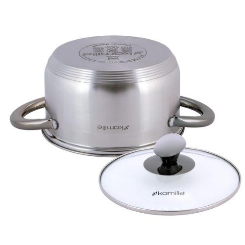 Каструля нержавіюча сталь 3л з кришкою порожнисті ручки 4922 KAMILLE Житомир